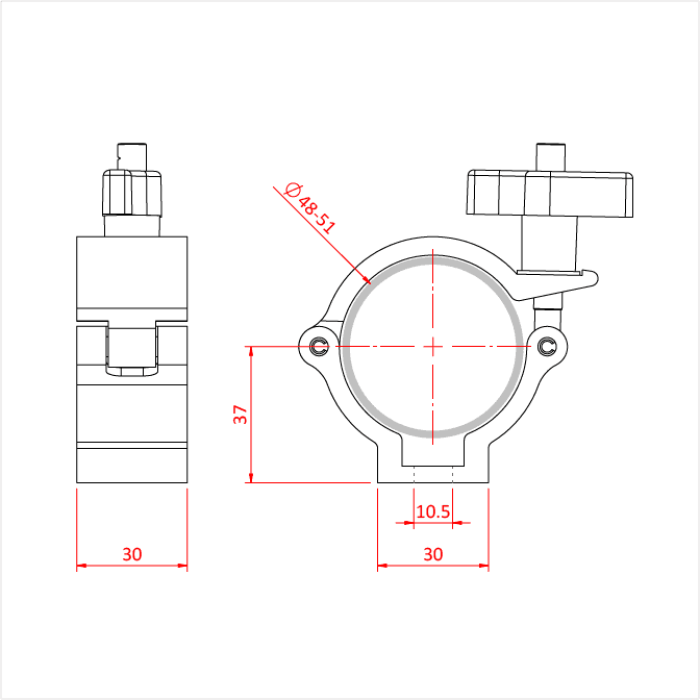 Collier charge super légère pour tube de 48-51mm, CMU 75kg