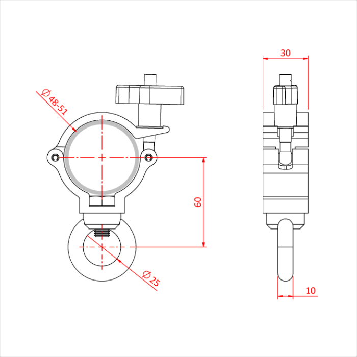 Collier charge super légère avec œillet M12, CMU 750kg, noir