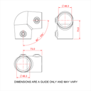 Coude 80-100° galvanisé pour main courante incliné de 4-10°  tubes de 48mm