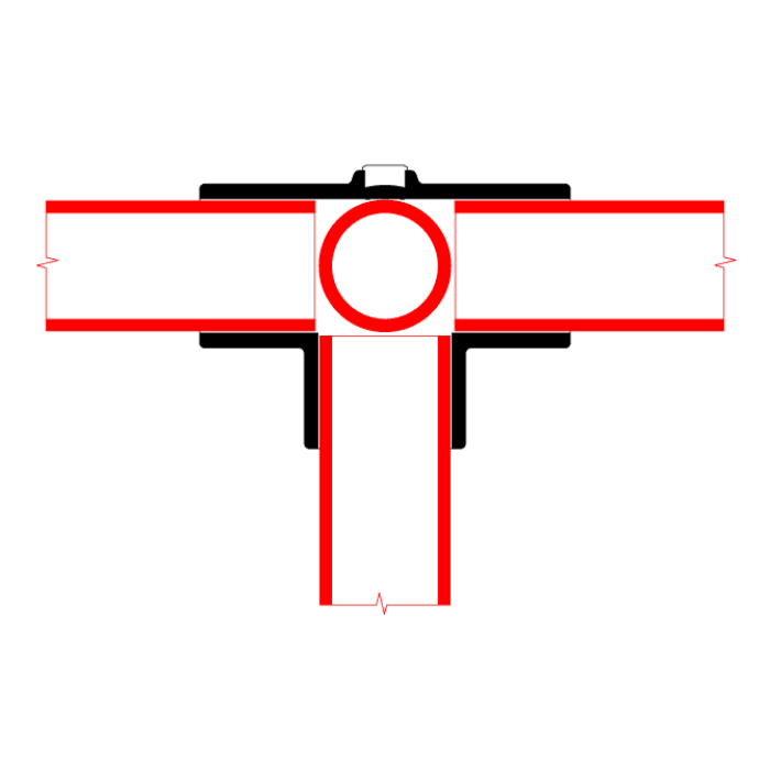 T de serrage 5-voies pour tubes de 48mm