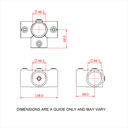 T de serrage 5-voies pour tubes de 48mm