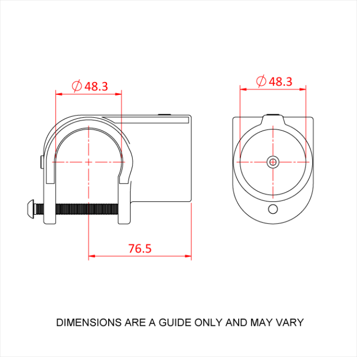 Speedrail T 90° ouvert en alliage de magnésium pour tube de 48mm