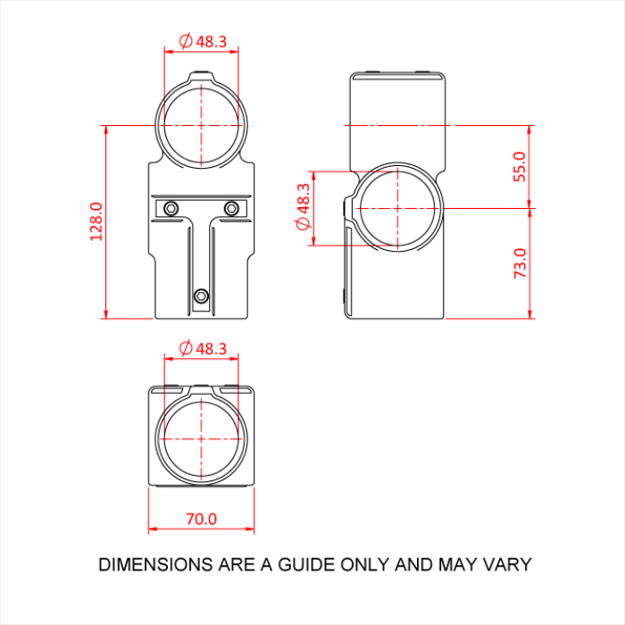 Speedrail croix 5-voies décalés en alliage de magnésium pour tube de 48mm