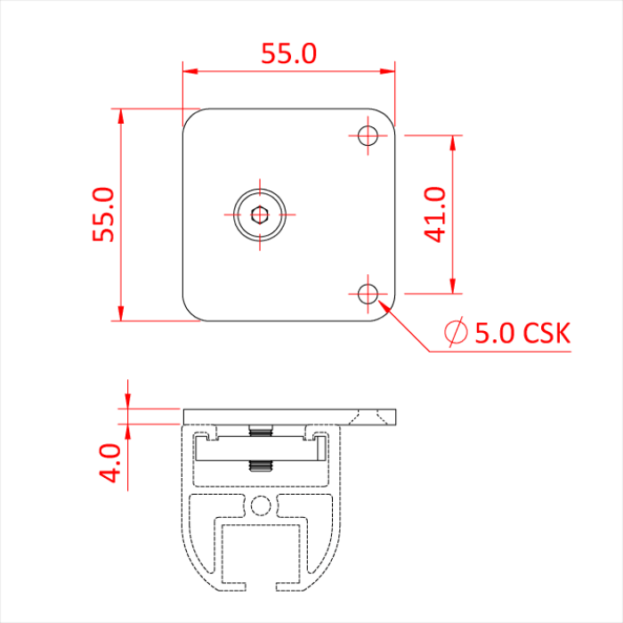 DOUGHTY RAIL - support plafond coin