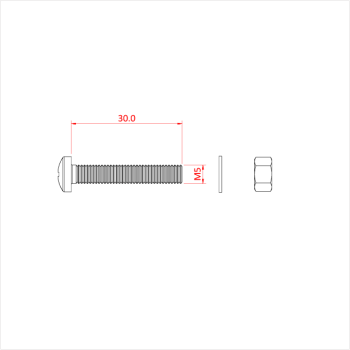 Six-Track ensemble de vis, rondelles et écrou (100 pcs chacune)