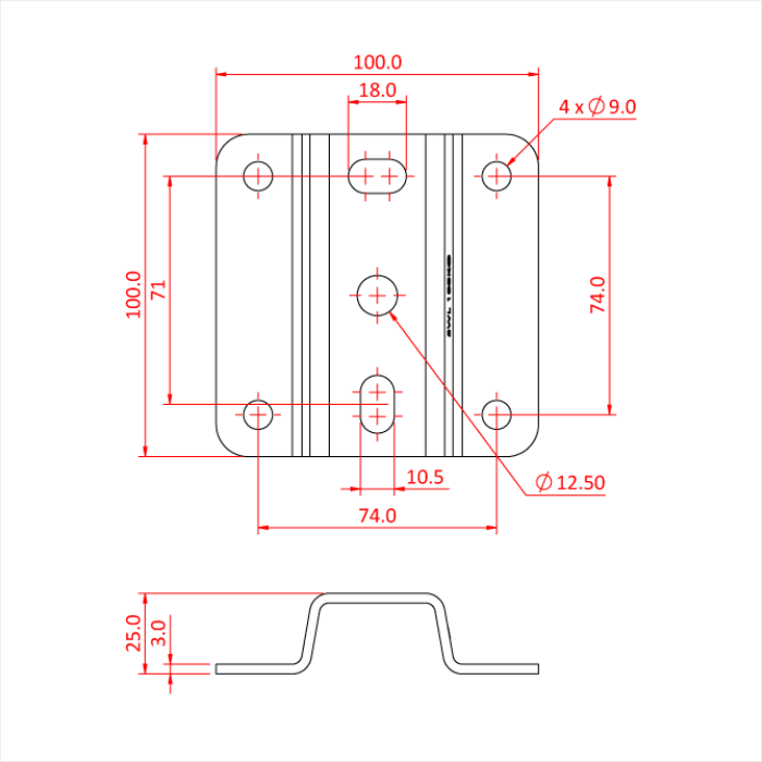 STUDIO RAIL 60 cadre de suspension 25mm, noir, SANS cadres de fixation