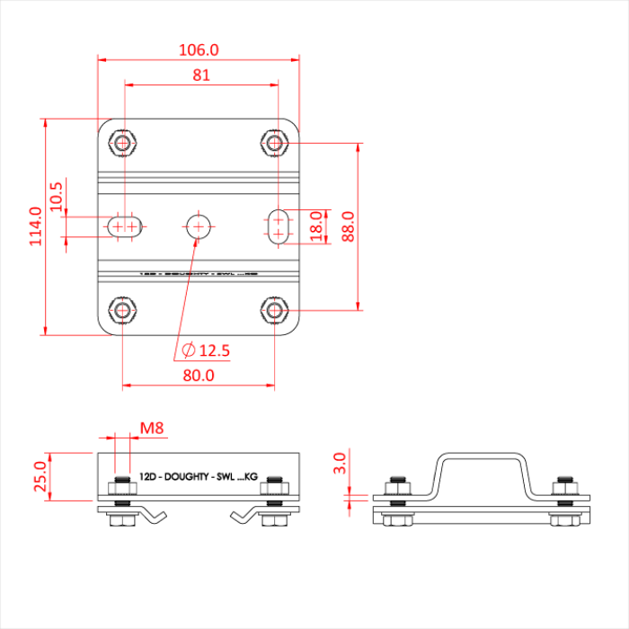 STUDIO RAIL 80 cadre de suspension 25mm, livré avec plaque de fixation, noir