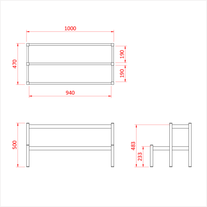 Cadre Easydeck deux marches 100 x 50 x hauteur 25cm