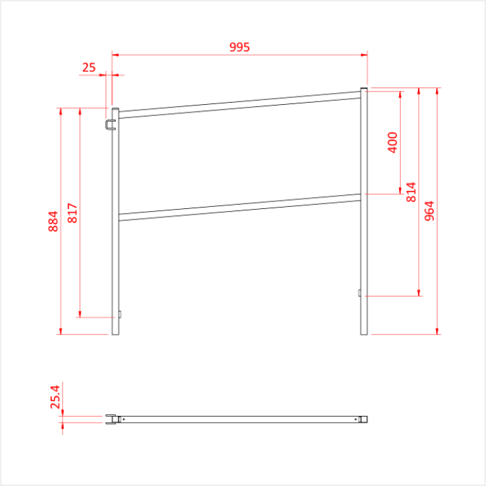 Main courante pour première rampe Easydeck, 100cm