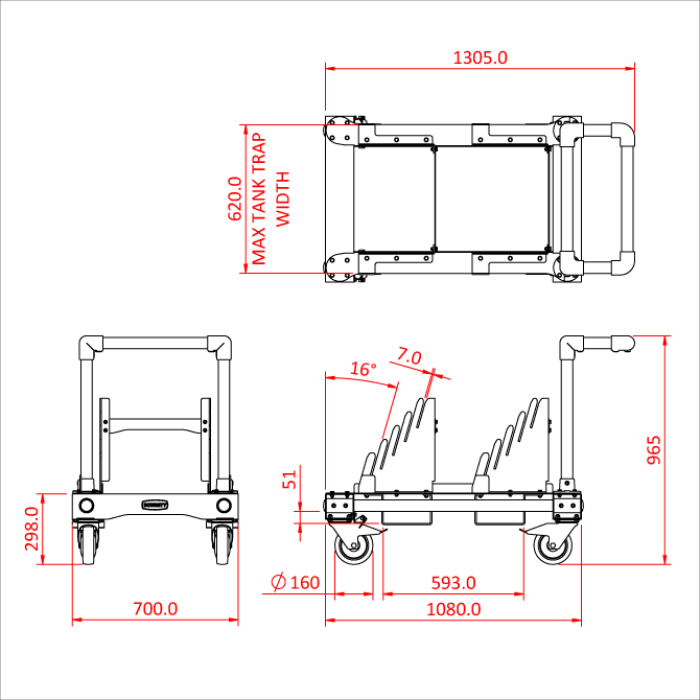 Chariot de transport pour 10 pcs T54250 ou T54255