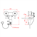 Chariot BRAKED BARREL pour tube de 48-51mm avec récepteur spigot 28mm, CMU 75kg