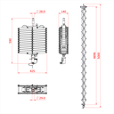 Pantographe 5 ressorts, hauteur max. 500cm, CMU 36kg