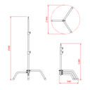 Pied "C" avec spigot 16mm, 118-205cm, CMU 10kg, noir