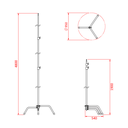 Pied "C" avec spigot 16mm, 190-480cm, CMU 10kg, noir