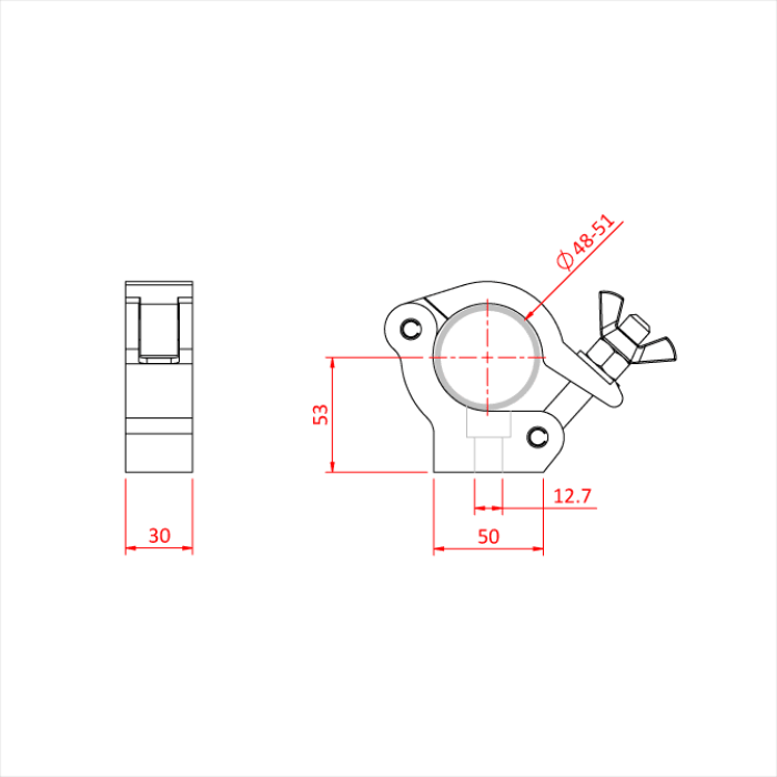 SLIMLINE SIDE ENTRY DOUGHTY CLAMP (Black)