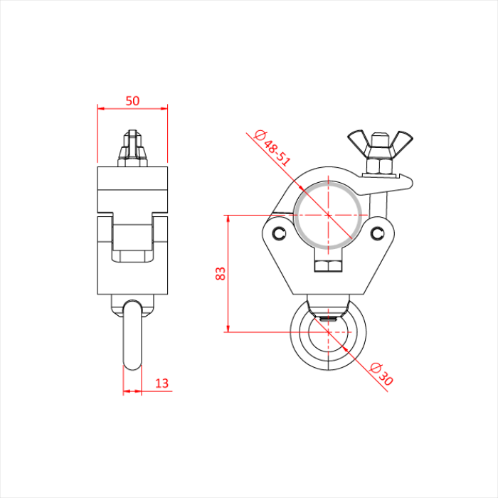 DOUGHTY CLAMP HANGING CLAMP (M12 eyenut - 340 kg) (Black) 