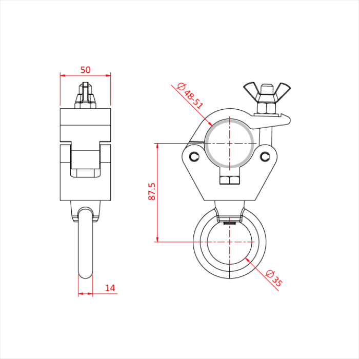 DOUGHTY CLAMP HANGING CLAMP (M12 eyenut - 500 kg)  (Black) 