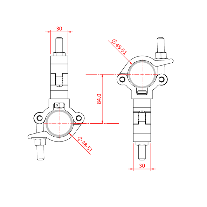 L/W SLIMLINE SWIVEL COUPLER (Black), WLL 300kg