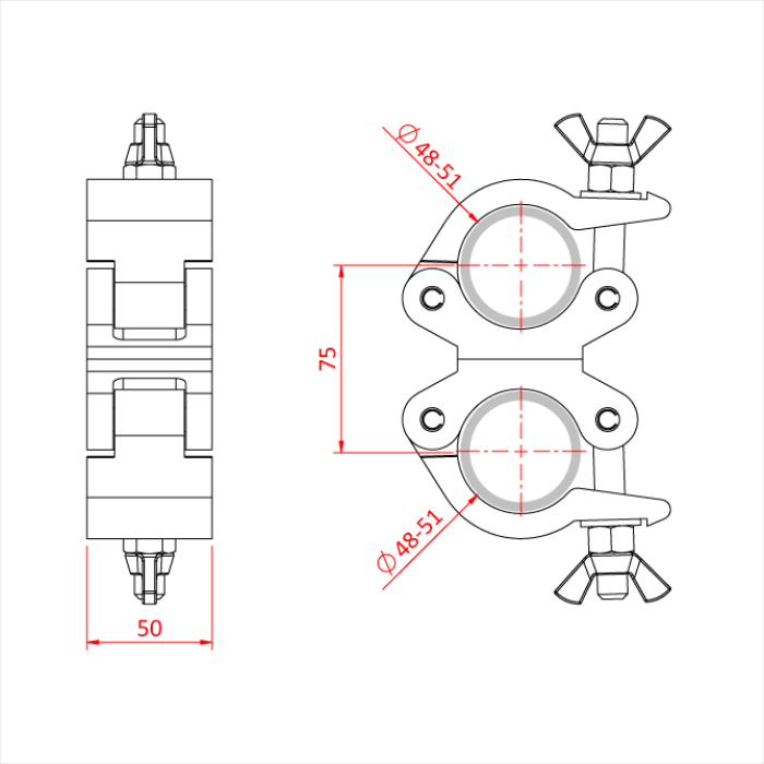 DOUGHTY USA SWIVEL COUPLER (Black), WLL 750kg