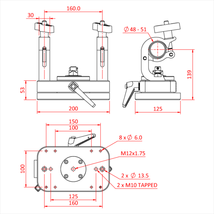 FOLLOWSPOT RAIL MOUNT WLL 50Kg