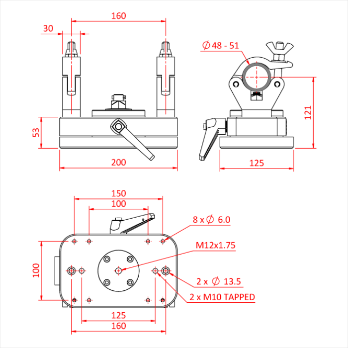 FOLLOWSPOT RAIL MOUNT WLL 100Kg