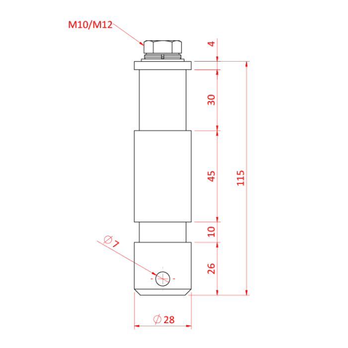 M10 FEMALE TV SPIGOT (steel) (EURO Spec.)