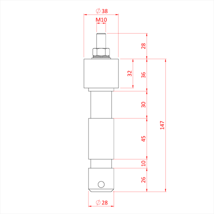 M10 TV SPIGOT (steel) (EURO Spec.)