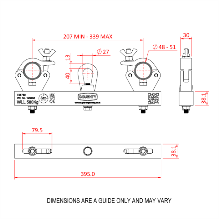 SOLID HANGING TRUSS ADAPTOR (Silver) (500Kg)