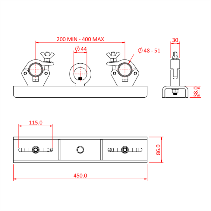 HEAVY DUTY FIXED POINT TRUSS PLATE (200mm - 400mm centres) 