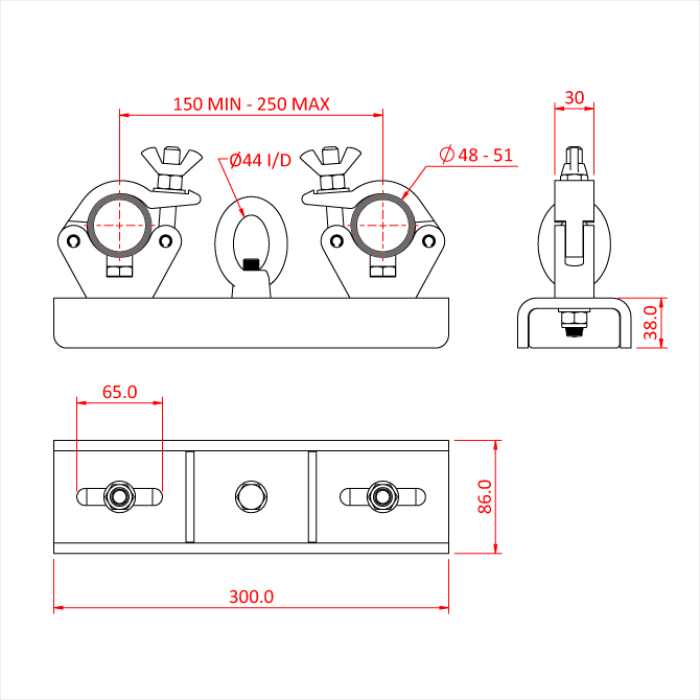 HEAVY DUTY FIXED POINT TRUSS PLATE (150mm - 250mm centres) 