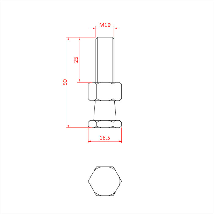 SNAP-IN STUD M10 X 25 