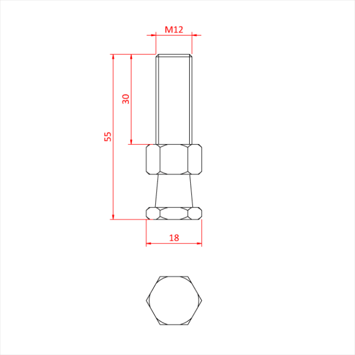 SNAP-IN STUD M12 X 30 