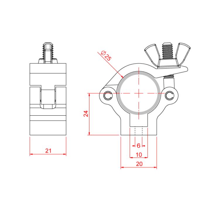 Collier ATOM pour tube de 25mm, CMU 100kg