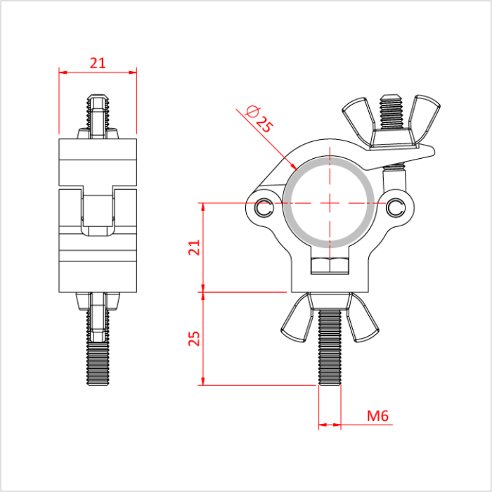 Collier ATOM pour tube de 25mm, CMU 100kg