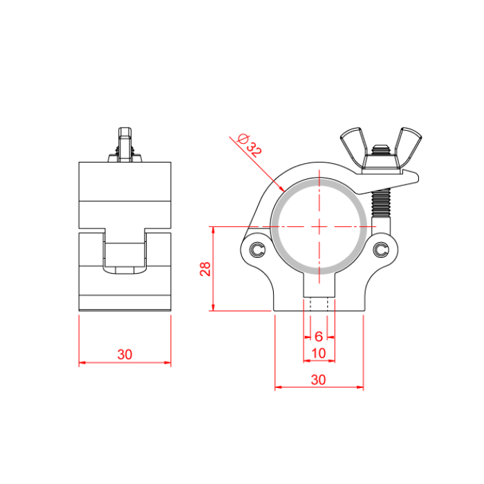 Collier ATOM pour tube de 32mm, CMU 100kg