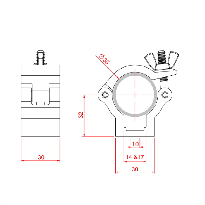 Collier ATOM pour tube de 35mm, CMU 100kg