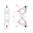 Double collier pivotant ATOM pour tubes de 35mm, CMU 100kg, noir