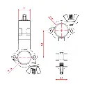 Double collier fix 90° ATOM pour tubes de 35mm, CMU 100kg