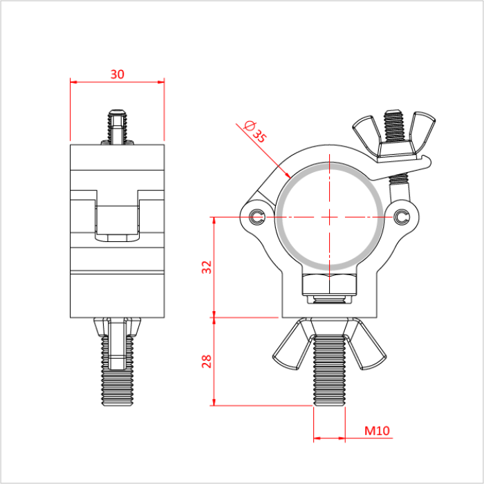 Collier ATOM pour tube de 35mm, CMU 100kg, noir