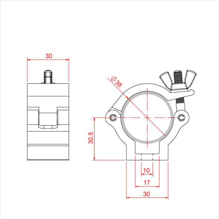 Collier ATOM pour tube de 38mm, CMU 100kg, noir