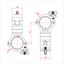 Double collier fix 90° ATOM pour tubes de 38mm, CMU 100kg