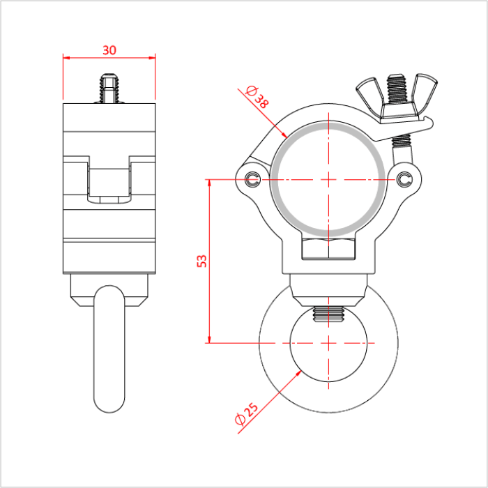 Collier ATOM avec œillet pour tube de 38mm, CMU 100kg