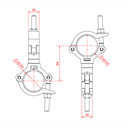 Double collier pivotant Mammoth MINCE 30mm pour tubes de 60-63mm, CMU 300kg