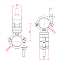 Double collier Mammoth fix 90° pour tubes de 60-63mm, CMU 500kg