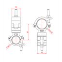 Double collier Mammoth fix 90° pour 1 tubes de 48-51mm et 1 tubes de 60-63mm, CMU 500kg