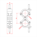 Double collier parallèle Mammoth pour tubes de 60-63mm, CMU 500kg, noir