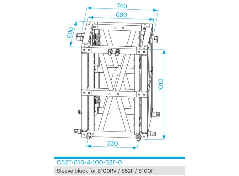 C TOWER SLEEVEBL 4-WAY 100/52