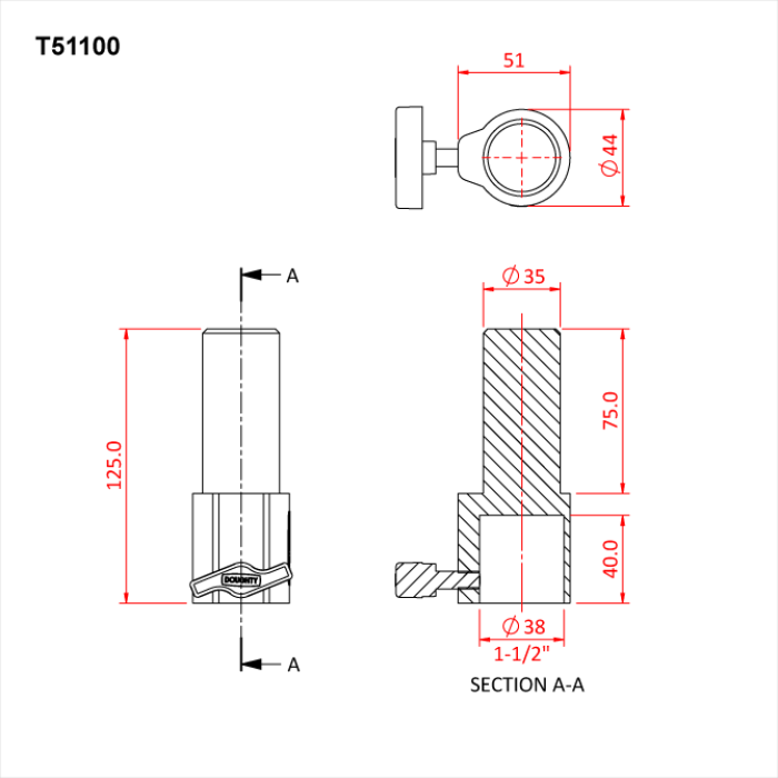 Adaptateur pour pied 35mm pour enceinte (CLUB 14/22)