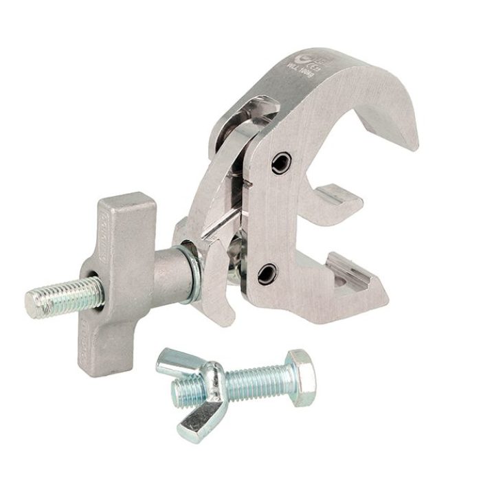 Quick Trigger Hook Clamp 38-51mm, SLIMLINE Breite 30mm, mit Schraube/Flügelmutter, WLL 100kg