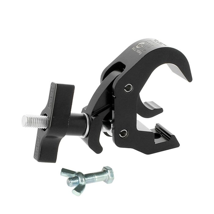 Quick Trigger Hook Clamp 38-51mm, SLIMLINE Breite 30mm, WLL 100kg, Schwarz